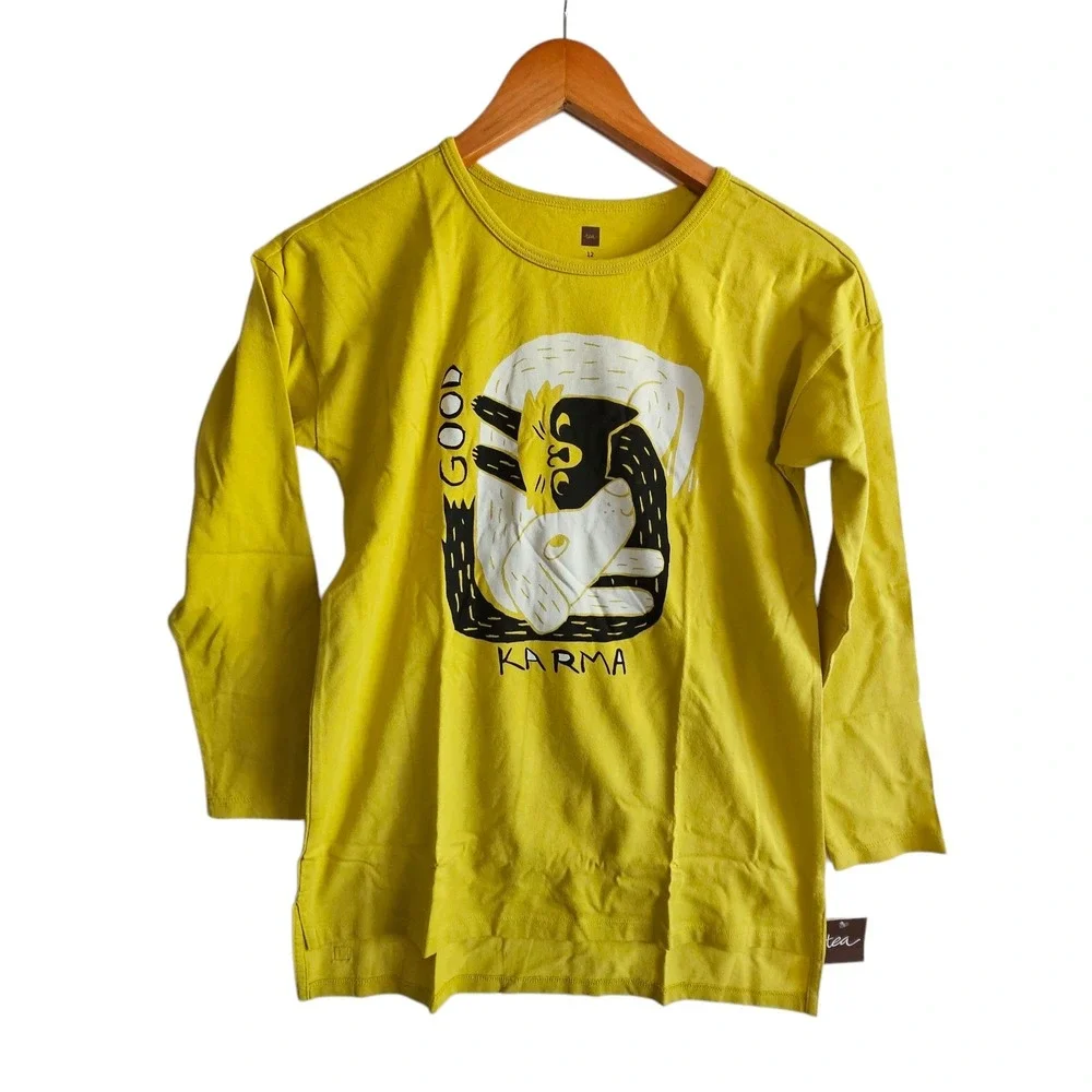 Tea Collection Graphic Tee‎ Long Sleeve Good Karma Top Kids Size 12